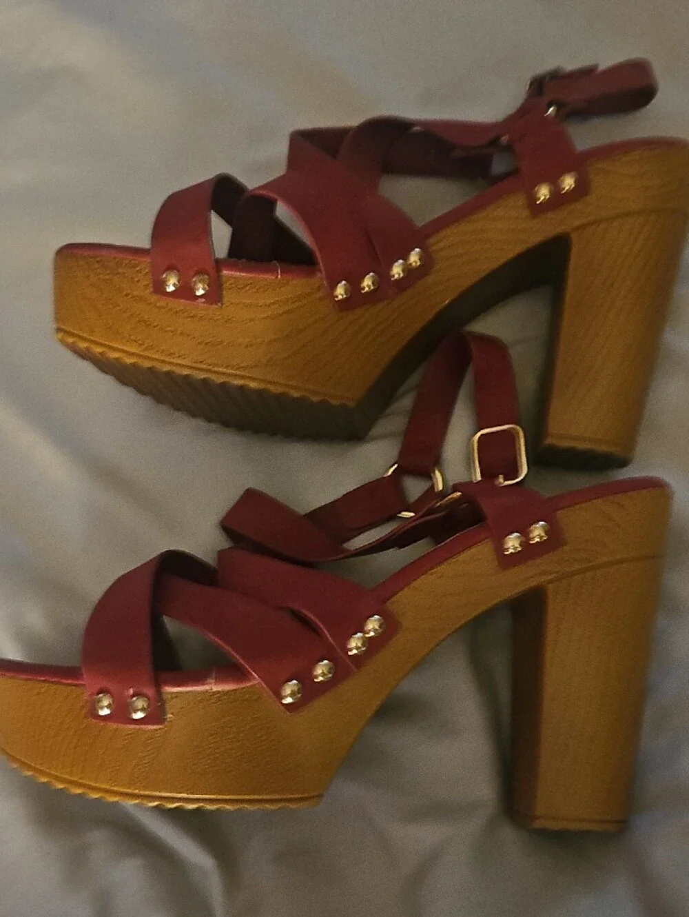 Women's Pink Strappy Platform Heeled Sandals Sz 8